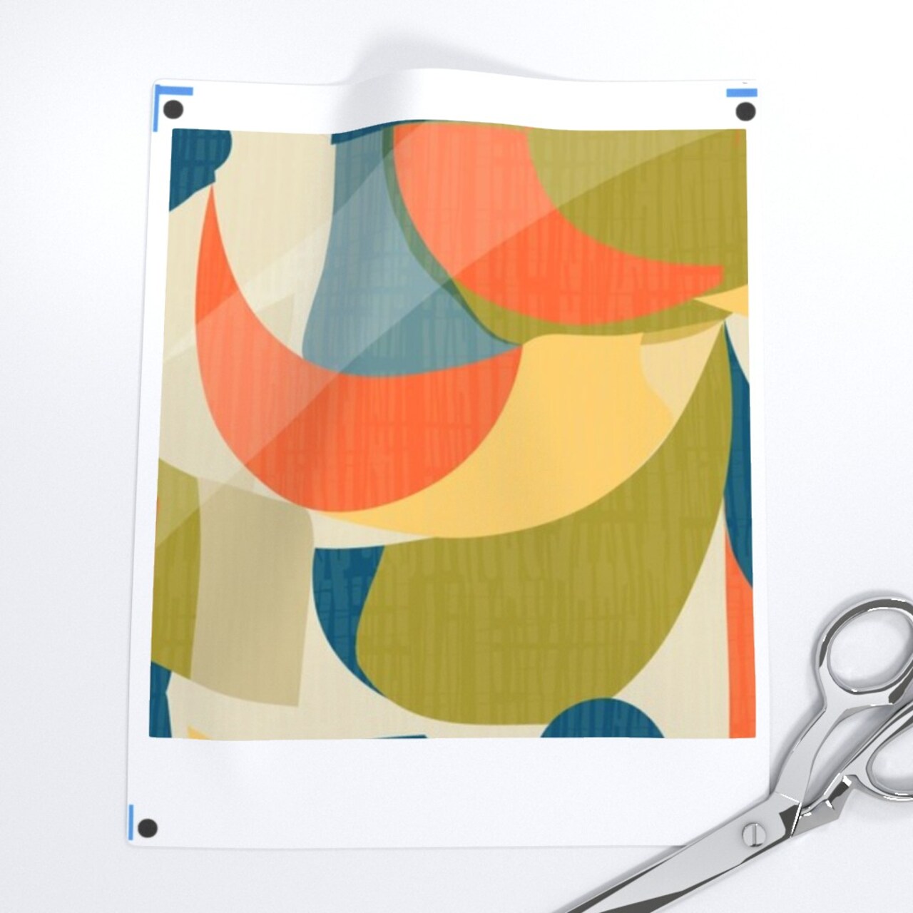 Multicolor Teal Retro Vintage Mid Century Modern 50S 60S Geometric Abstract Custom Printed Fabric by Spoonflower Various Fabrics by the Yard or Fat Quarter